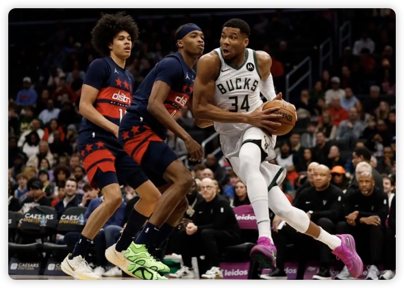 字母18分&6犯离场萨尔22分 库兹马19+8雄鹿险胜奇才